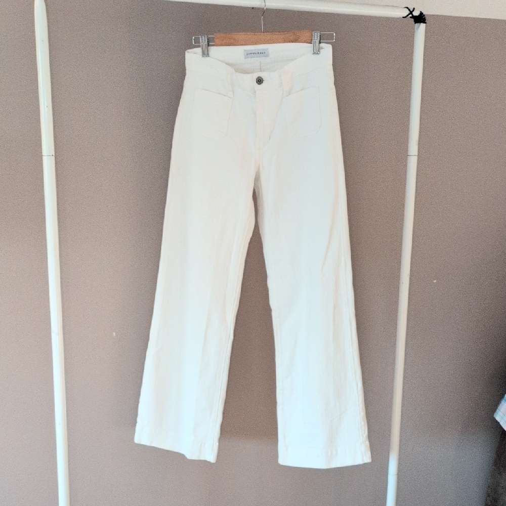 James Jeans  Caroline Flat White Wide Leg Front Pocket